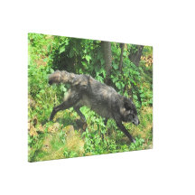Summer Grey Wolf Wildlife Art Canvas Gallery Wrapped Canvas