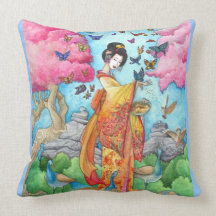 Summer Maiko Butterfly Geisha Pillow