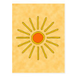 Summer sun. Warm yellow colours. Post Card