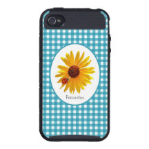 Summer Sunflower Gingham With Name
