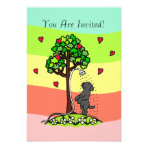 Summer Water Fun Black Labrador Cartoon Personalized Announcement