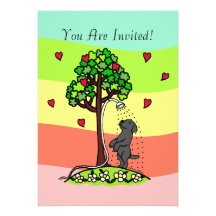 Summer Water Fun Black Labrador Cartoon Personalised Announcements