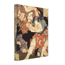 Sumo wrestlers by Hokusai Canvas Print