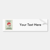 Sun And Crane Bird Vintage Japanese Silk Label Bumper Stickers