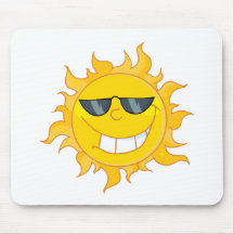 Sun Mascot Cartoon With Sunglasses Mousepad