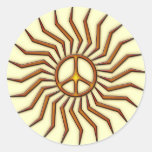 SUN PEACE SIGN ROUND STICKER