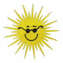 Sun with sunglasses embroidered men's t-shirt