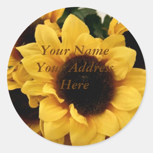 Sunflower Address Label Round Sticker