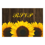 Sunflower Barn Wood Wedding RSVP Response Card Personalized Announcements