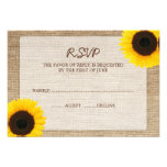 Sunflower Burlap Wedding RSVP Response Card Custom Announcements