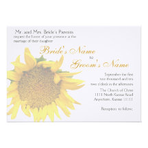 Sunflower Floral Wedding Announcements