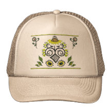 Sunflower Folk Pattern by Alexandra Cook Hat