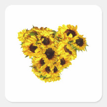 Sunflower Heart Square Sticker