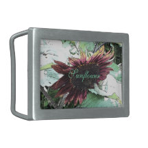 Sunflower "Ink Drawing" Rectangular Belt Buckles