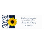 Sunflower Navy Damask Floral Wedding Favour Tags Business Card