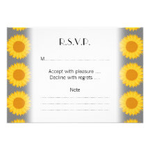Sunflower Pattern. Yellow and Grey. Personalised Invitations