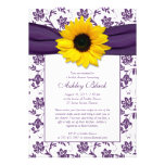 Sunflower Purple Damask Bridal Shower Invitation
