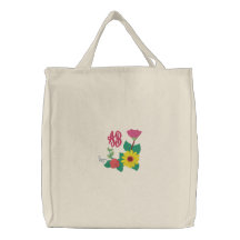 Sunflower Rose Monogram Canvas Bag