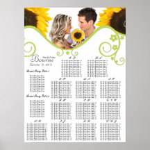 Sunflower Seating Chart Table Number Alphabetical Print