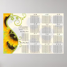 Sunflower Seating Chart Table Numbers Poster