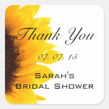 Sunflower Thank You Message Bridal Shower Stickers
