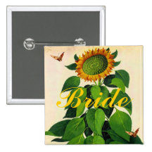 Sunflower Wedding Badge Button for Wedding Party
