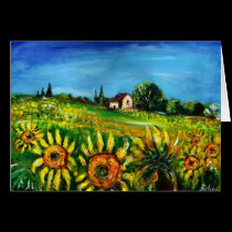 SUNFLOWERS AND COUNTRYSIDE IN TUSCANY cards