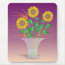Sunflowers In a Glass Vase Mouse Pads