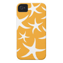 Sunny Orange and White Starfish Pattern. Case-Mate iPhone 4 Case
