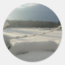 Sunny Snowy Fields Round Sticker