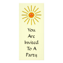 Sunny Summer Sun. Yellow on Cream. Personalized Invites