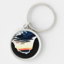 Sunrise in mountains painting key chain