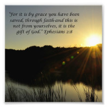 Sunrise Over Water Grace Ephesians 2:8 Print Photo