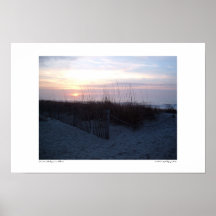 Sunrise with Seagrass and Fence Print