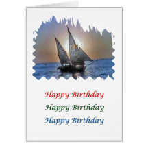 Sunset  Art - HappyBirthday Sail Boat Card