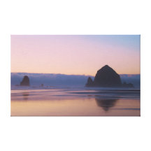 Sunset at Haystack Rock Stretched Canvas Prints