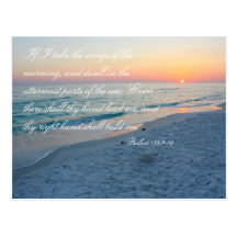 Sunset Beach Scripture Psalms 139:9-10 Inspiration Post Card