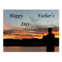 Sunset fishing Father's Day postcard