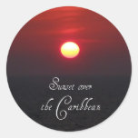Sunset over the Caribbean Round Sticker