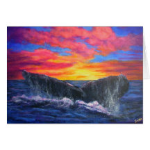 sunset  whaleflluke greeting cards