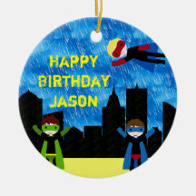 Super Hero Boys Bithday Party Christmas Tree Ornaments
