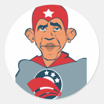 Super Obama Round Stickers