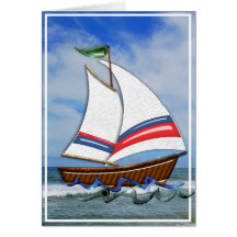 Super Sailboat on the High Seas Blank Card