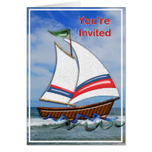 Super Sailboat on the High Seas Invite Cards