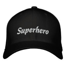 Superhero black embroidered baseball cap