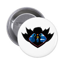 Superhero Boy in Winged Shield Buttons