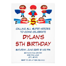Superhero Comic Book Character Birthday Invitation