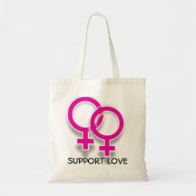 Support Love Female Symbols Lesbian Love Tote Bags