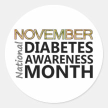 Support National Diabetes Awareness Month November Round Sticker