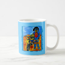 Surfer & Biker Doxies Coffee Mugs